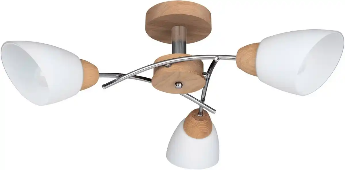 Bild 1 von SPOT Light Deckenleuchte VILETTA, ohne Leuchtmittel, Leuchte aus Eichenholz und Metall, hochwertige Schirme aus Opalglas
