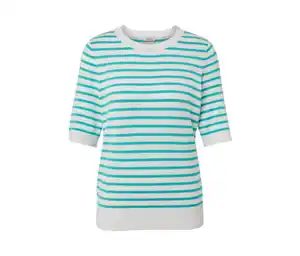 Gestreifter Feinstrickpullover, aqua
