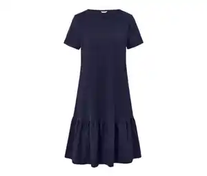 Jerseykleid mit Volant, dunkelblau