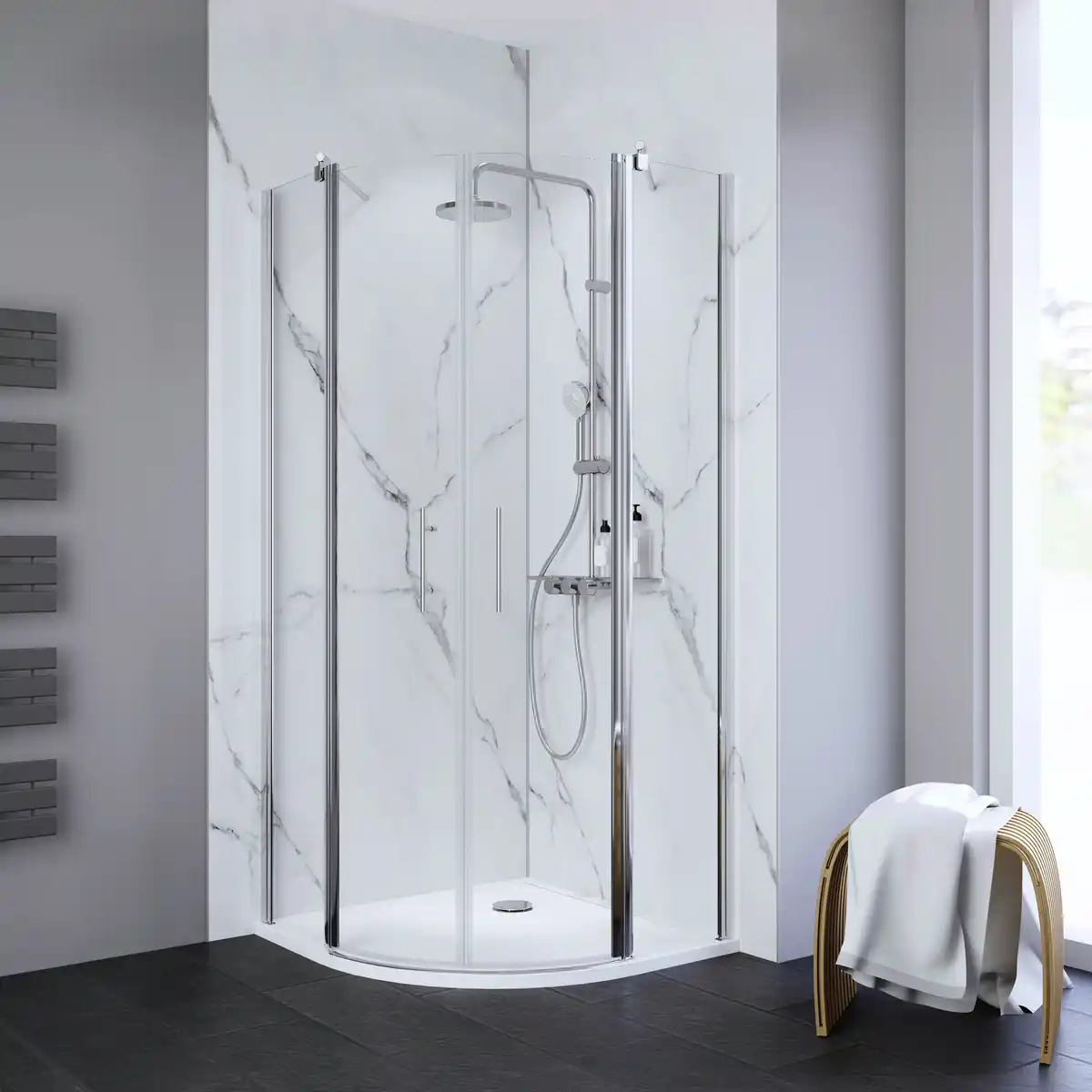 Bild 1 von Runddusche »Esperance«, BxH: 90 x 192 cm, chromfarben