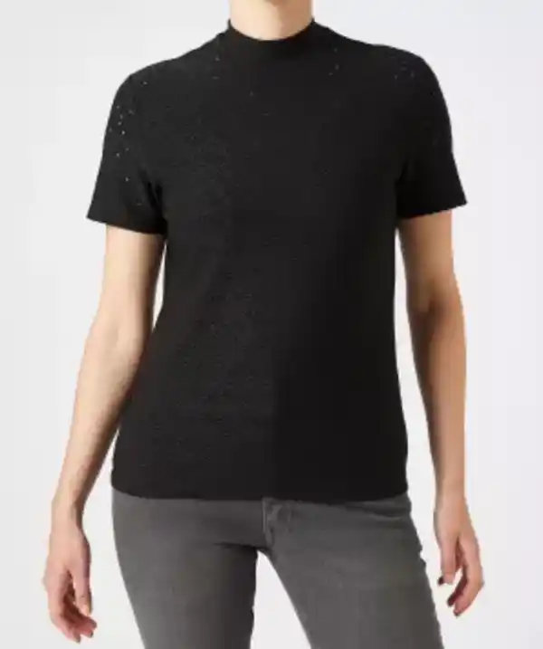Bild 1 von T-Shirt Lochmuster, schwarz