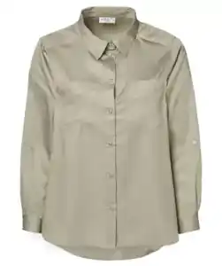 Bluse mit Vokuhila-Saum, Khaki