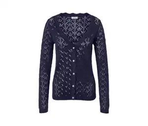Strickjacke mit Ajour-Muster, dunkelblau