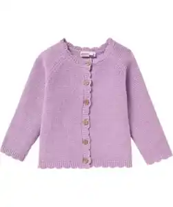 Strickjacke mit Wellenkanten, lila