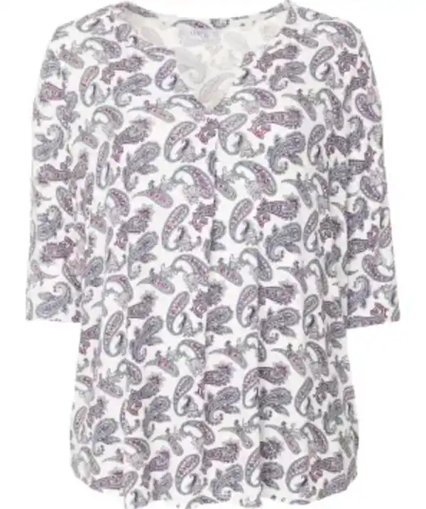 Bild 1 von Shirt mit Y-Ausschnitt, weiß bedruckt