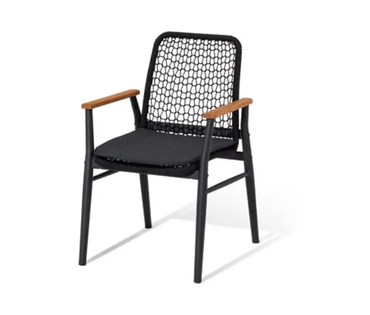 Bild 1 von Dining-Stuhl mit Teak-Armlehnen und Textilgeflecht