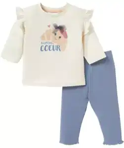 Newborn Langarmshirt + Leggings Croissant, offwhite