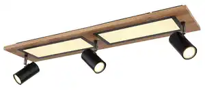 LED-Deckenleuchte Ulla in Natur/Schwarz max. 24 Watt Deckenlampe, Naturfarben, Opal, Schwarz