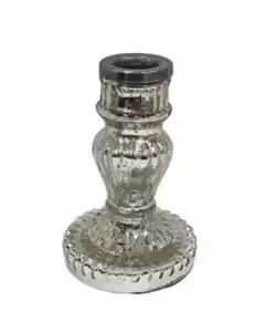 Glas-Kerzenständer, silber