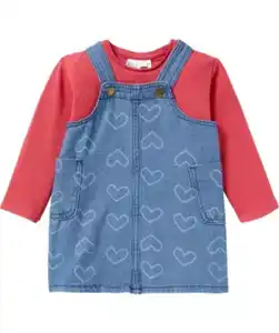 Langarmshirt + Jeanskleid, jeansblau