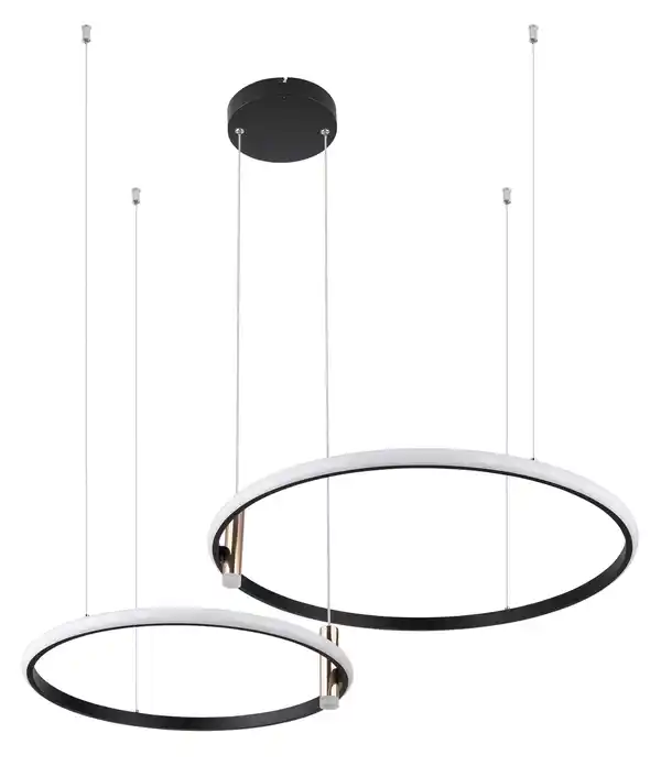 Bild 1 von LED-Hängeleuchte 67300H in Schwarz/Gold max. 55 Watt, Opal, Schwarz, Goldfarben