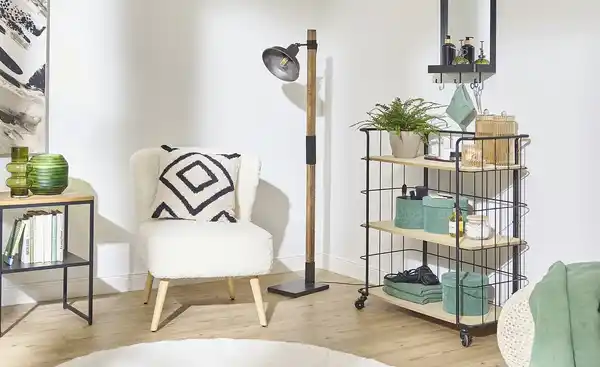 Bild 2 von Leseleuchte, 1-flammig, Holz/Metall schwarz