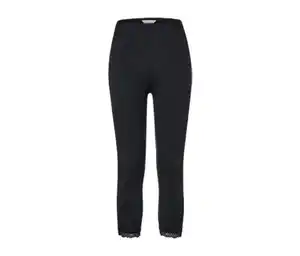 3/4-Leggings mit Spitzenborte, schwarz