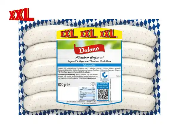 Bild 1 von Dulano Münchner Weißwurst XXL,  600 g