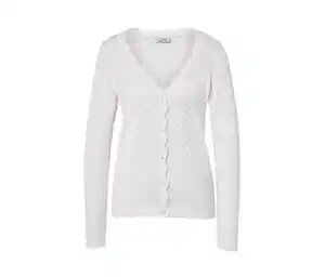 Strickjacke mit Ajour-Muster, weiß