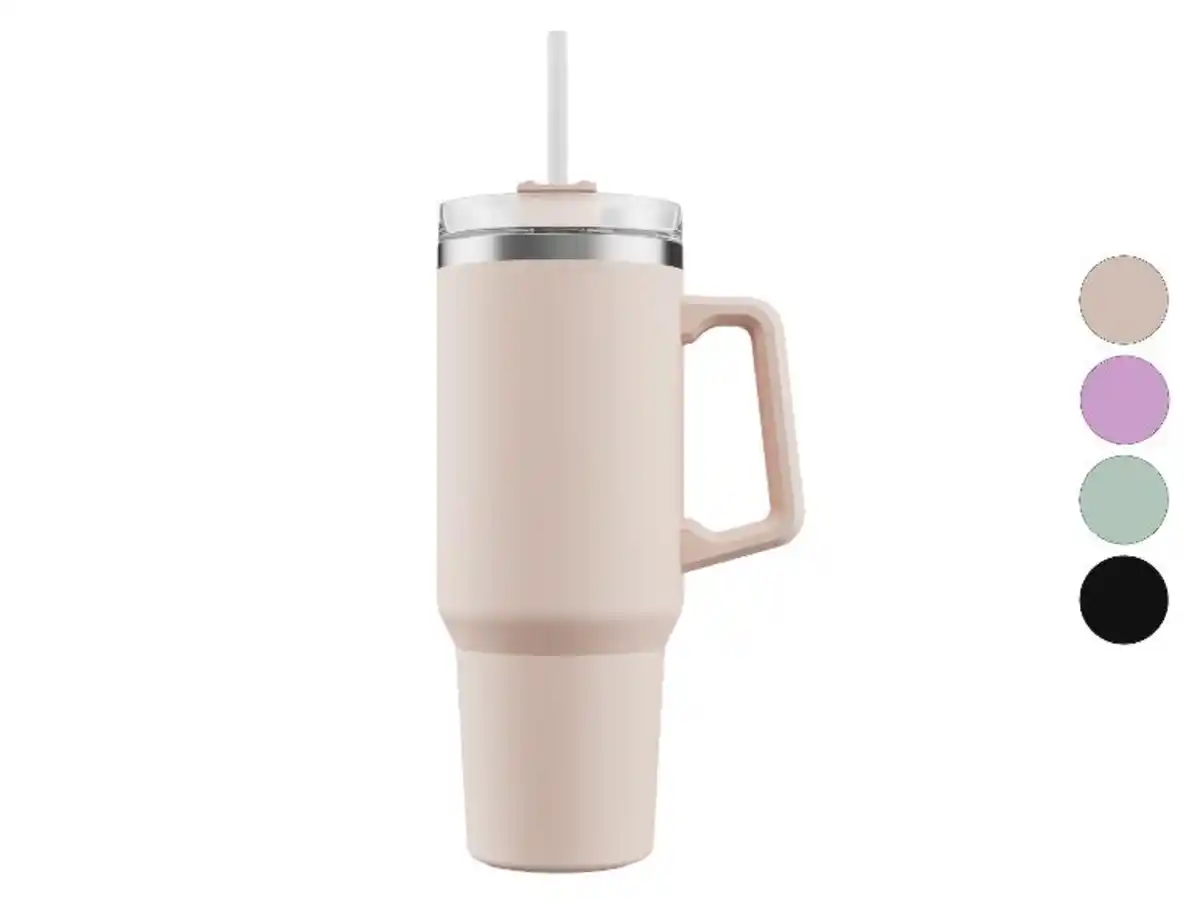 Bild 1 von LIVARNO home Edelstahl-Isolierbecher, mit wiederverwendbarem Trinkhalm