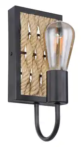 Wandleuchte 15679W in Schwarz max. 60 Watt Wandlampe, Braun, Schwarz