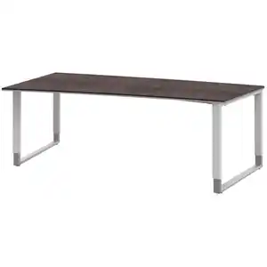 Moderano Schreibtisch, Grau, Weiß, Alu, Holzwerkstoff, Kufe, 100x68-82x200 cm, Made in Germany, Arbeitszimmer, Schreibtische, Bürotische