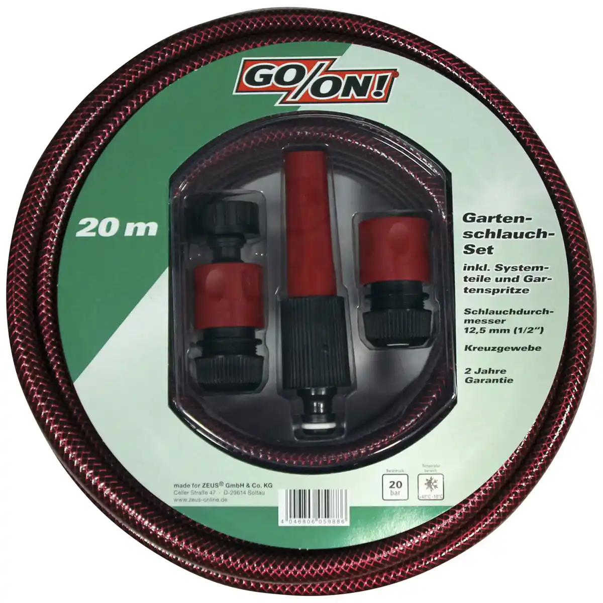 Bild 2 von Gartenschlauch-Set, Länge: 20 m, inkl. 4-tlg. Anschlussgarnitur