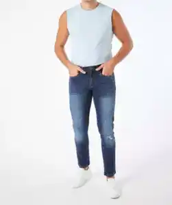 Jeans mit Destroyed-Effekten, jeansblau dunkel