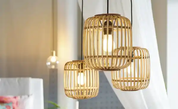 Bild 3 von Pendelleuchte, 1-flammig, Holzlamellen