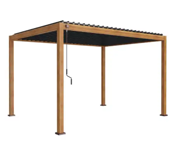Bild 1 von Leco Premium Pergola, 3 x 4 m, inkl. 2 Seitenwänden, Holzdekor