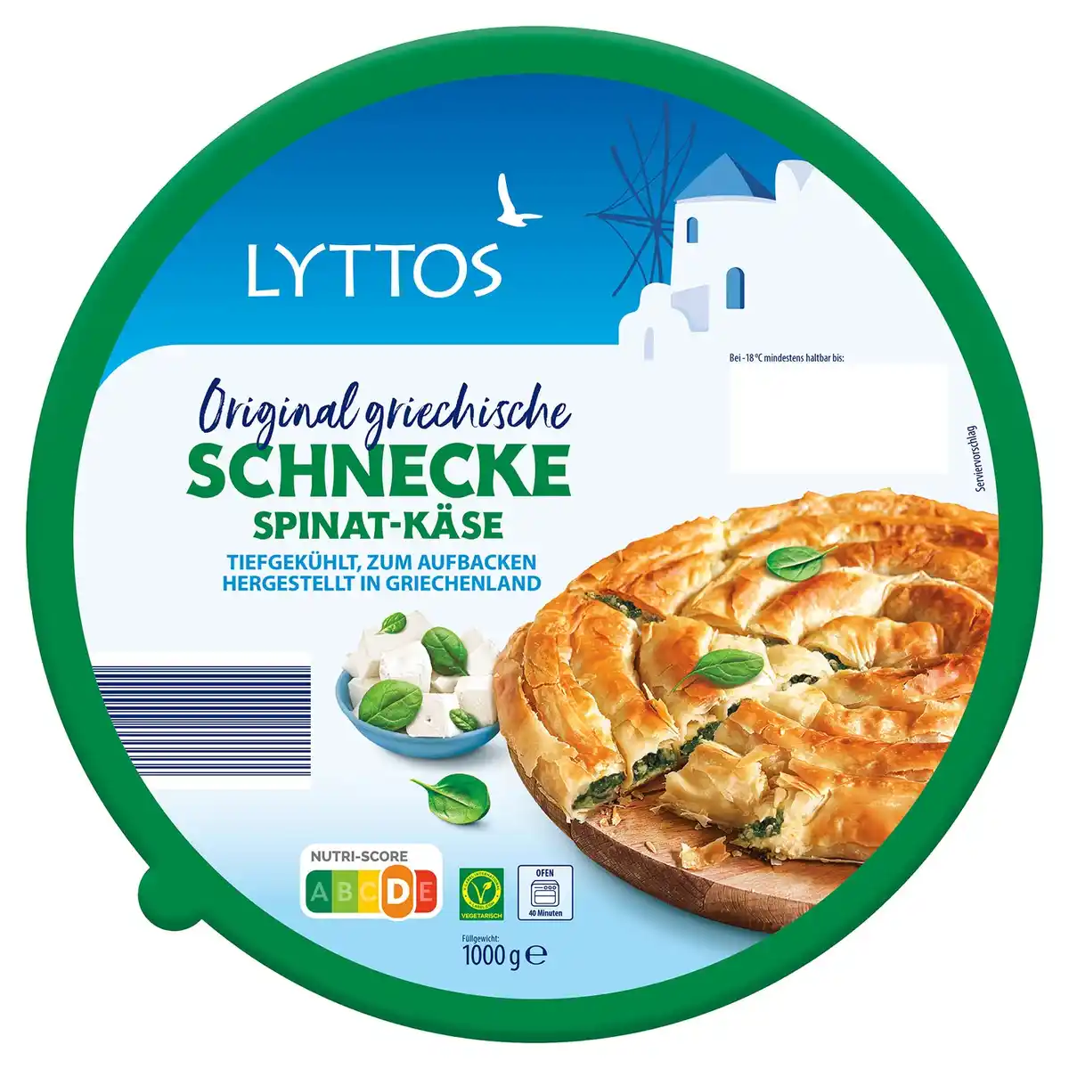 Bild 1 von LYTTOS Filoteig-Schnecke 1 kg, Käse-Spinat