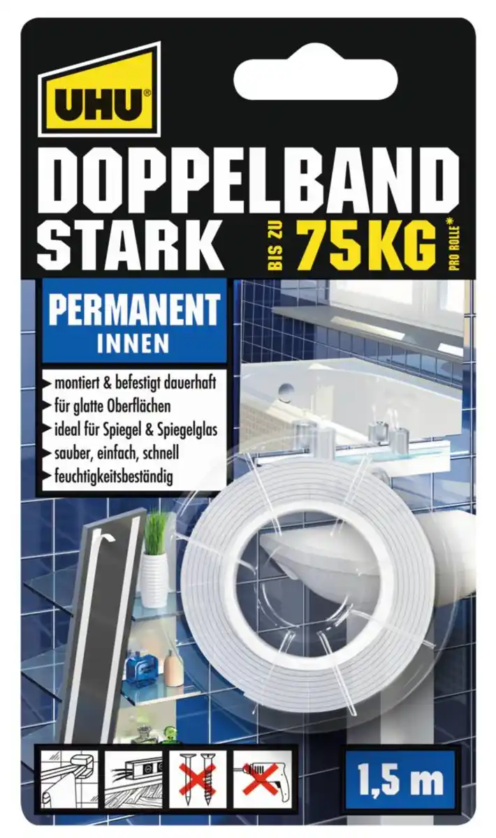 Bild 1 von UHU Doppelseitiges Klebeband STARK, Rolle