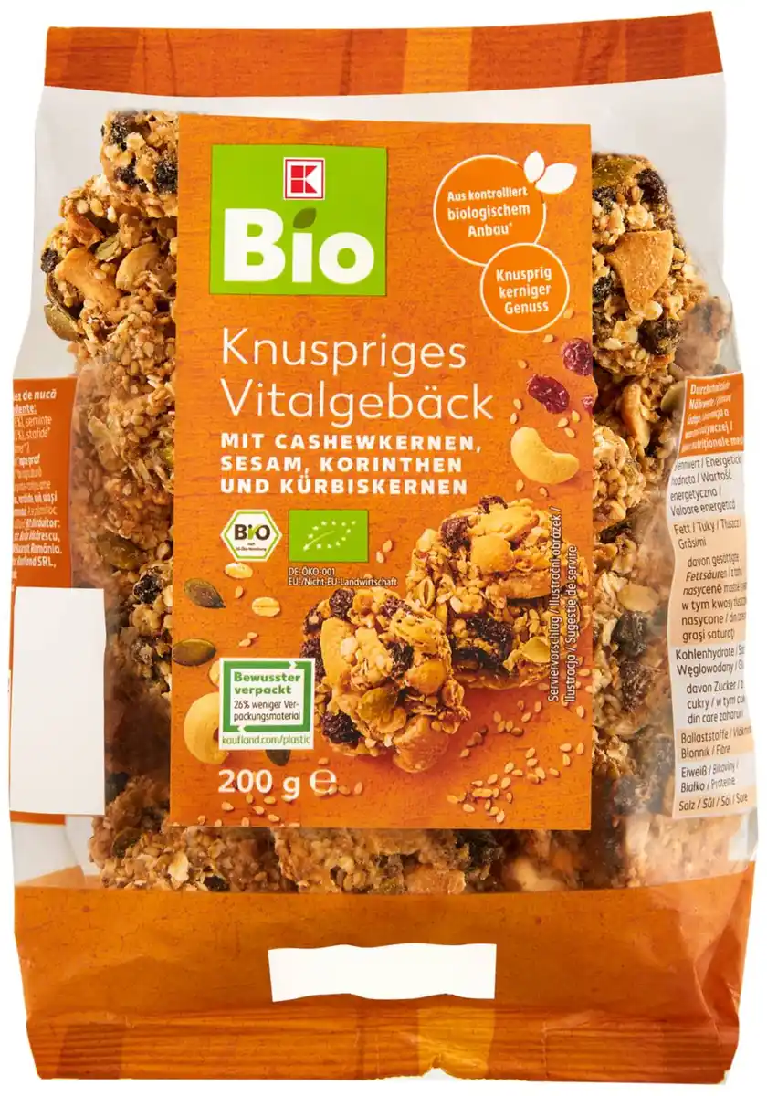 Bild 1 von K-BIO Knuspriges Bio-Vitalgebäck, 200-g-Packg.