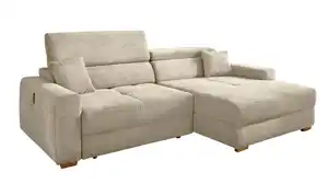 Ecksofa Cord grau-beige 277 x 187 cm mit Relaxfunktion - SLIDER