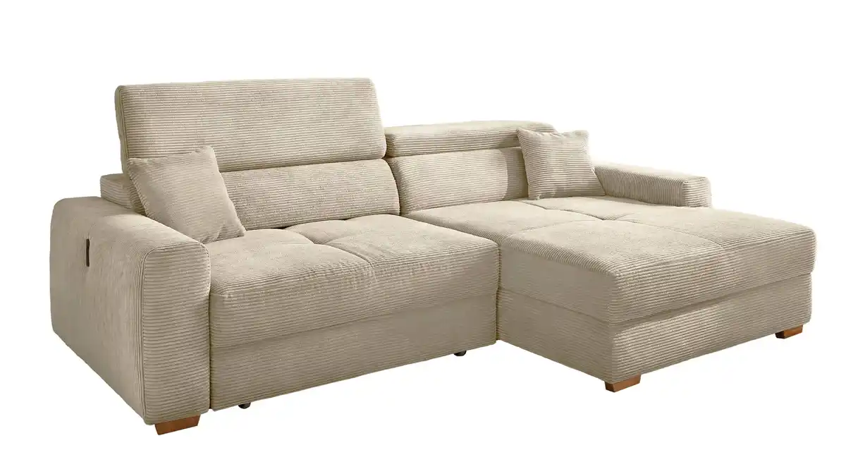 Bild 1 von Ecksofa Cord grau-beige 277 x 187 cm mit Relaxfunktion - SLIDER