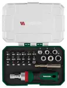 PARKSIDE® Ratschen-Schraubendreher- Bit- und Steckschlüssel-Set, 26-teilig