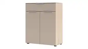 Kommode mit Schublade beige Glasfront Riva Eiche 80 cm - SANTORIN