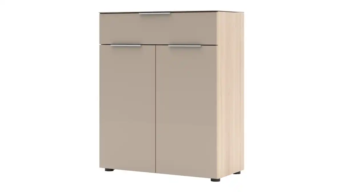 Bild 1 von Kommode mit Schublade beige Glasfront Riva Eiche 80 cm - SANTORIN