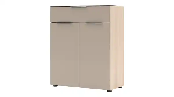 Bild 1 von Kommode mit Schublade beige Glasfront Riva Eiche 80 cm - SANTORIN