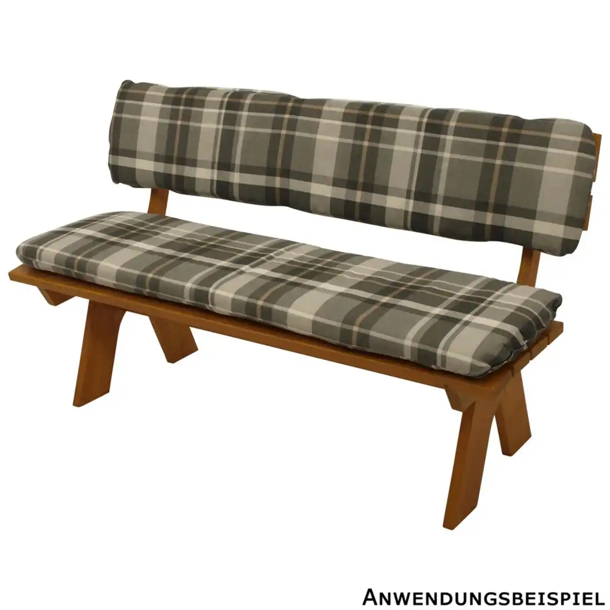 Bild 1 von Auflagenset für 3-Sitzer Bank 2-teilig grau-beige kariert