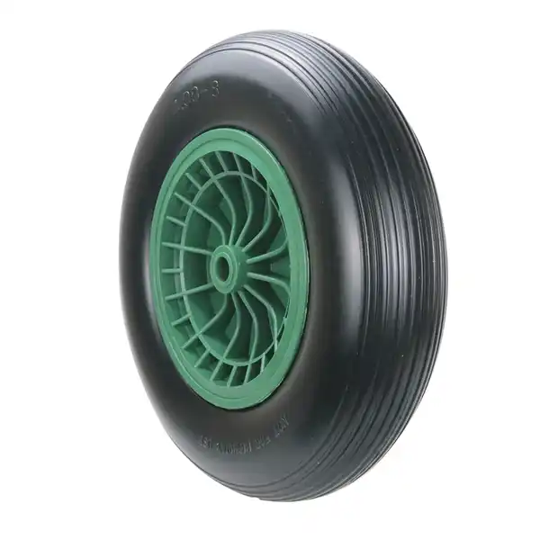Bild 3 von 2-tlg. Sackkarrenrad mit Gummireifen, Bohrung ca. 20 mm - Grün/Schwarz