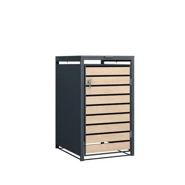 Bild 1 von Mülltonnenbox 1-er Stahl verzinkt Front Holzoptik