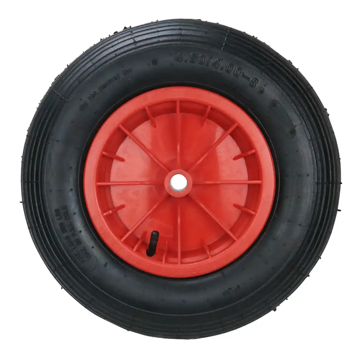 Bild 2 von 2-tlg. Sackkarrenrad mit Gummireifen, Bohrung ca. 20 mm - Rot/Schwarz