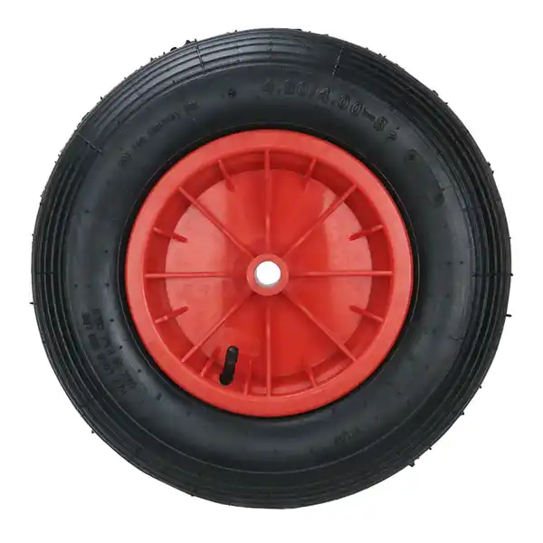 Bild 2 von 2-tlg. Sackkarrenrad mit Gummireifen, Bohrung ca. 20 mm - Rot/Schwarz