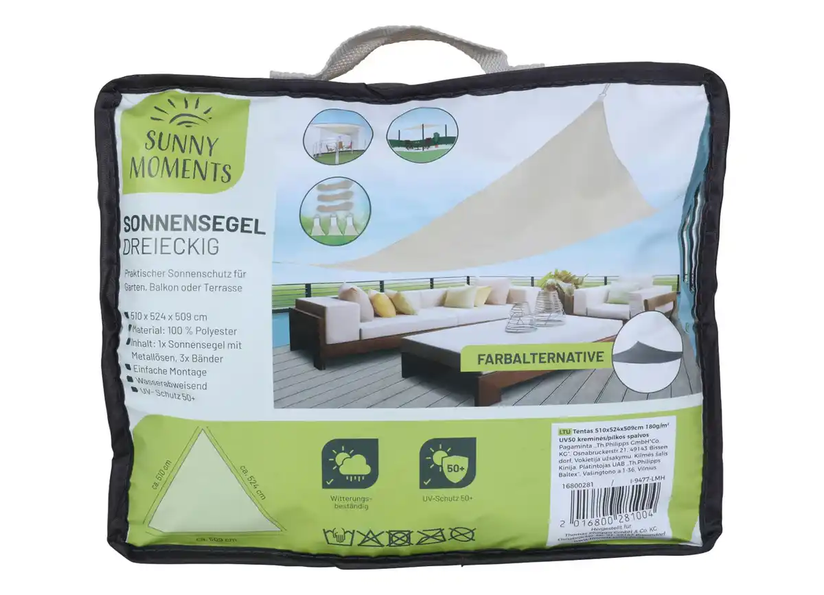 Bild 1 von Sonnensegel Dreieckig 510x524x509cm Creme