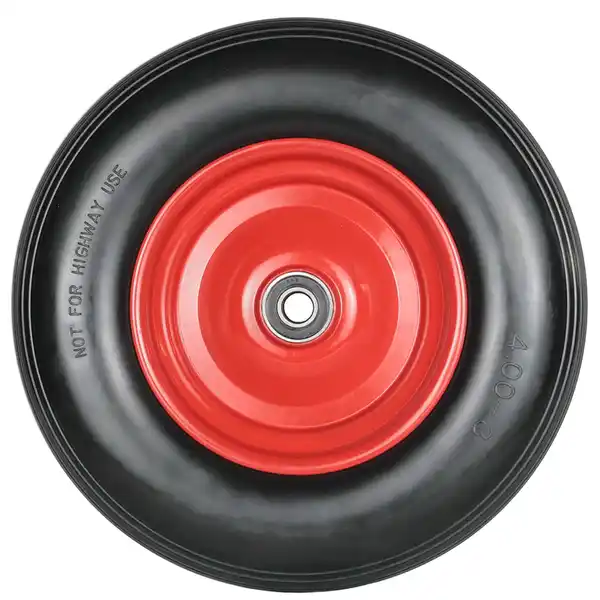 Bild 2 von 2-tlg. Sackkarrenrad mit Stahlfelge, Bohrung ca. 20 mm - Rot/Schwarz