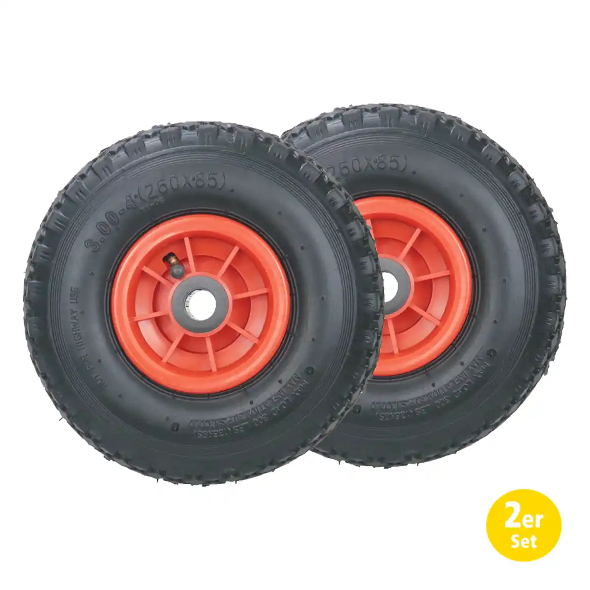 Bild 1 von 2-tlg. Sackkarrenrad mit Blockgummireifen, Bohrung ca. 20 mm - Rot/Schwarz