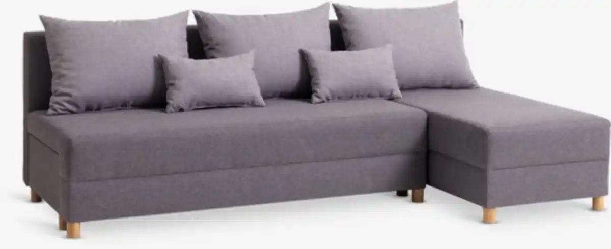 Bild 1 von Schlafsofa Chaiselongue HAMPEN Stoff grau/eichenfarben