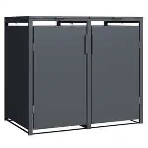 Mülltonnenbox 2-er Stahl verzinkt anthrazit