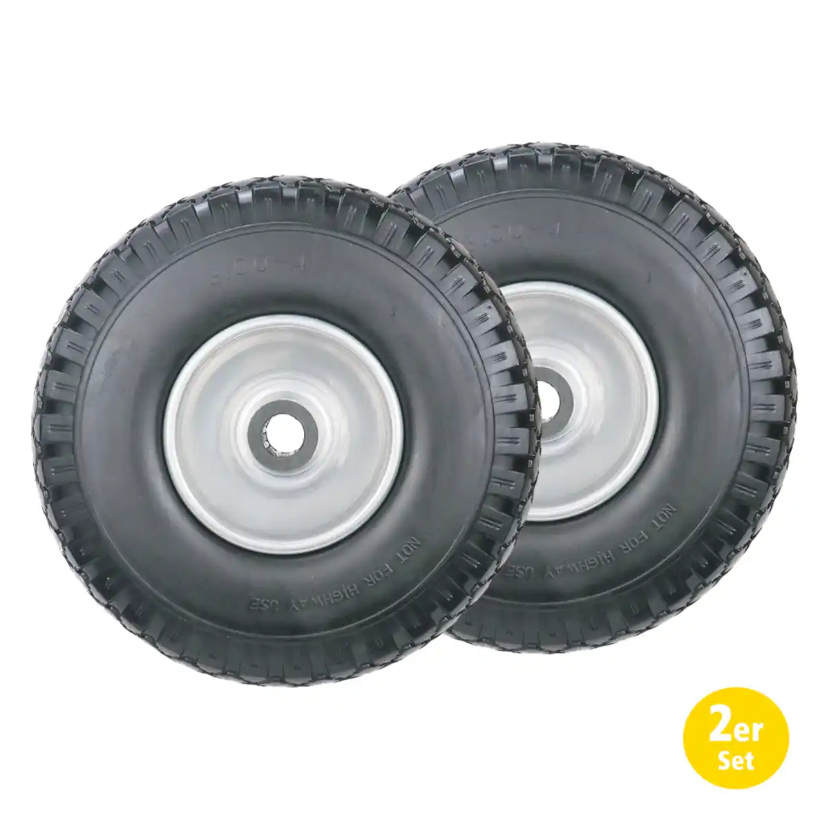 Bild 1 von 2-tlg. Sackkarrenrad mit Diamant-Gummireifen, Bohrung ca. 20 mm - Grau/Schwarz