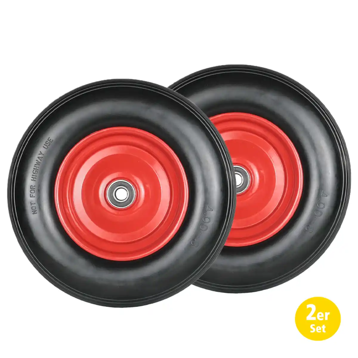 Bild 1 von 2-tlg. Sackkarrenrad mit Stahlfelge, Bohrung ca. 20 mm - Rot/Schwarz