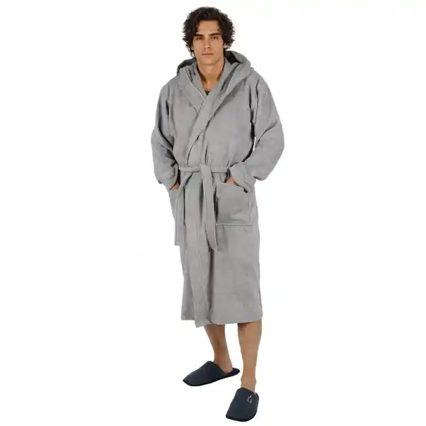 Bild 2 von Bademantel lang, Herren, mit Kapuze Frottee Saunamantel