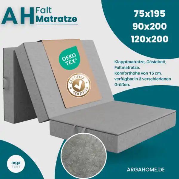 Bild 3 von AH-Falt Klappmatratzen H3 15 cm– 3-teilige Faltmatratze, Gästematratze,