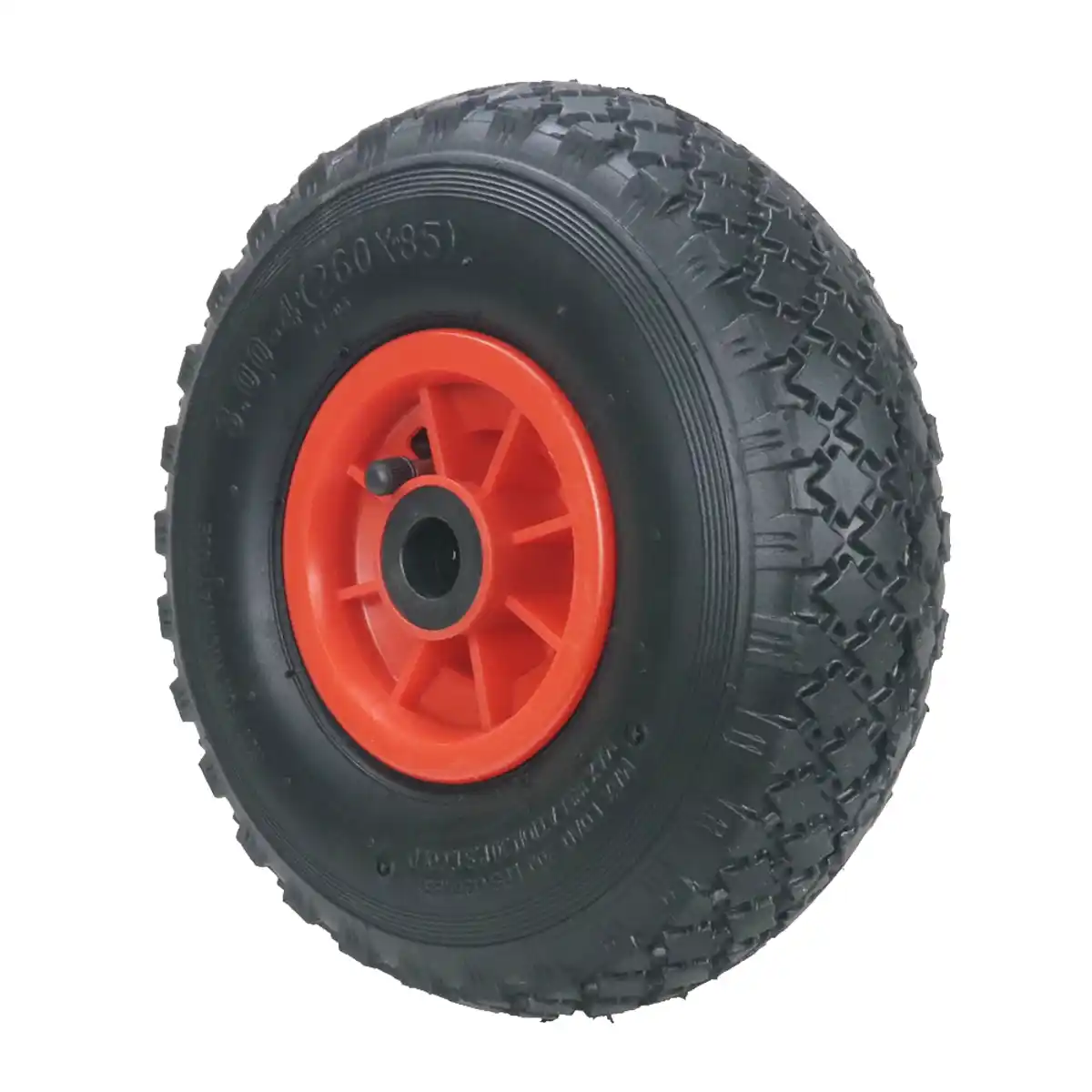 Bild 3 von 2-tlg. Sackkarrenrad mit Blockgummireifen, Bohrung ca. 20 mm - Rot/Schwarz